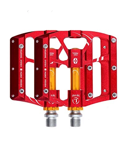 Mountain Bike Pedal : WXX Aluminum Mountain Bike Pedals 4.6 Mountain Bike 3 Bearing Pedal Antiskid Durable Bicycle Pedals, for 9 / 16 Oxidized Road Bike Pedal, red