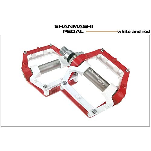 Mountain Bike Pedal : WyaengHai Bicycle pedal Mountain Bike Pedal 1 Pair Of Aluminum Alloy Non-slip Durable Pedal Surface Road 5 Colors Off-road bicycle pedal (Color : White red)