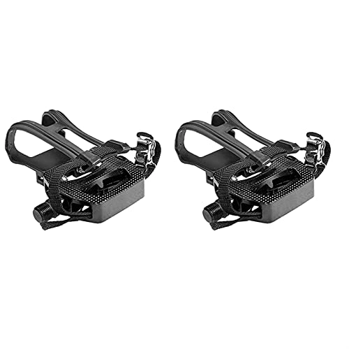 Mountain Bike Pedal : WYDMBH Bike Pedals Bike Pedal Aluminum Alloy Pedal with Toe Clips & Cleats Bicycle Accessories for Spin Bike Exercise Bikes (Color : Black)