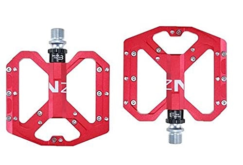 Mountain Bike Pedal : WYDMBH Bike Pedals New Mountain Non-Slip Bike Pedals Platform Bicycle Flat Alloy Pedals 9 / 16" 3 Bearings For Road Fixie Bikes (Color : Red)