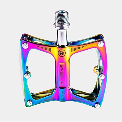 Mountain Bike Pedal : WYJW Bicycle Pedal Mountain Bike Pedals, MTB Road Bicycle Pedals Ultra Lightweight, Strong Colorful CNC Machined Screw Thread Spindle Aluminium Alloy For Outdoor Riding, 2 Pair