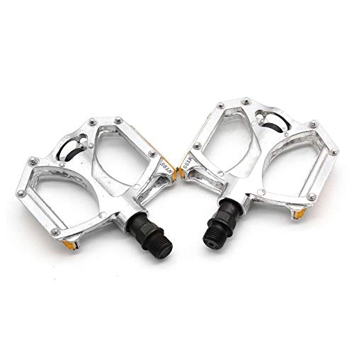 Mountain Bike Pedal : WYNZYFGF WY Pedal M195 Aluminum Alloy Bike Pedals 2D-U Bearing Ultralight Pedal Mountain Bicycle Parts With Reflector ZYFGF-TB (Color : Silver)