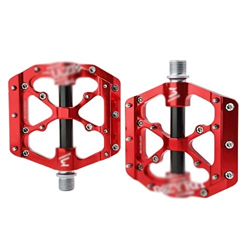 Mountain Bike Pedal : XBETA Durable Bicycle Pedal, Pedals Bike Pedal Bicycle Platform Flat Pedals Cycling Sealed Bearing Aluminum Alloy Pedal for Road Mountain Bike 9 / 16" (Color : Red)