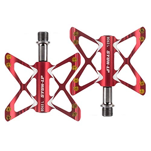 Mountain Bike Pedal : Xcmenl Bicycle Pedals Aluminum Alloy Bike Pedals Non-Slip Bicycle Mountain Bike Pedals Platform Bicycle Flat Pedals 9 / 16" Pedals Alloy Flat Pedals, Red