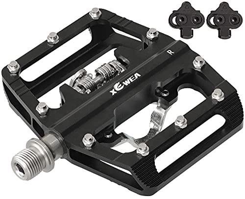 Mountain Bike Pedal : XEWEA MTB Bike Pedals Dual Platform Compatible with Shimano SPD Mountain Clipless Pedals, 3-Sealed Bearing Lightweight Nylon Fiber / Alloy Bicycle Pedals for BMX Spin Exercise Peloton Trekking Bike