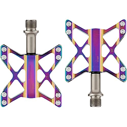 Mountain Bike Pedal : XGLIPQ Aluminum alloy pedal bicycle accessories Colorful Bicycle Pedals Mountain Bike Road Bicycle Pedals Ultra Lightweight, 9 / 16" Screw Thread Spindle Aluminium Alloy for Outdoor Riding