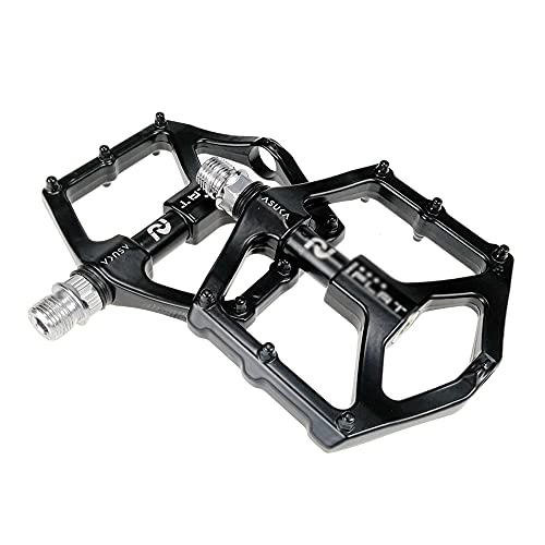 Mountain Bike Pedal : XGLIPQ Non-slip wide pedal Bike Pedals, Aluminum Alloy Road Bike Pedals MTB Pedal for Fixed Gear Bike, Mountain Bicycle, BMX, with Super Bearing, Black, 1 Pair