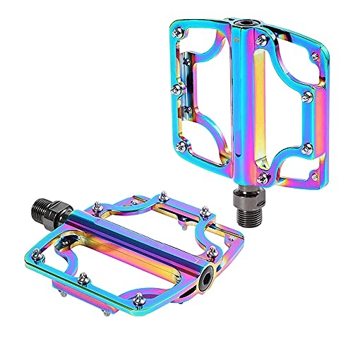 Mountain Bike Pedal : XGLIPQ Road Bike Pedals 9 / 16 Sealed 3 Bearing Colorful Pedals, Non-Slip Mountain Bicycle Flat Pedals, Lightweight Aluminum Alloy Platform Pedal, for Road BMX MTB Bike