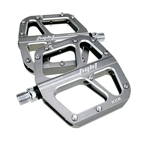 Mountain Bike Pedal : Xhtoe Pedals Outdoor Fashion Mountain Bike Pedals 1 Pair Aluminum Alloy Antiskid Durable Bike Pedals Surface For Road BMX MTB Bike 6 Colors (KC6) Bicycle Pedal (Color : Titanium)