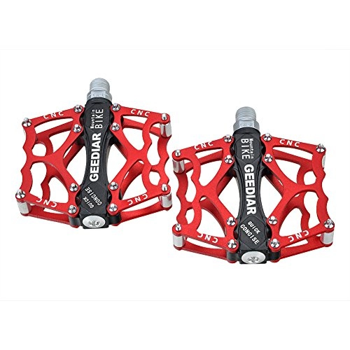 Mountain Bike Pedal : xiaokesong reg;Pair Mountain Bike Bicycle CNC Aluminum Alloy Super Light Pedal Plate (Red)