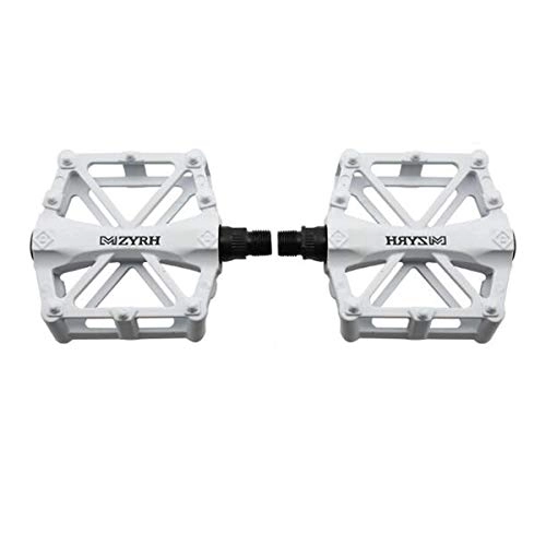 Mountain Bike Pedal : XIONGHAIZI Bicycle Pedals Universal Mountain Bike Pedal Platform Bicycle Super-seal Bearing Aluminum Alloy Flat Pedal 9 / 16" (1 Pair Of Shoulder Straps) High Quality (Color : White)