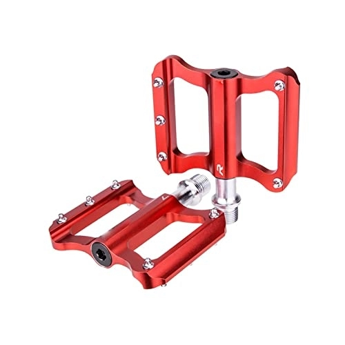 Mountain Bike Pedal : XIWALAI Bicycle Pedals MTB Road Mountain Bike Smooth Bearings Anti-slip Bicycle Footrest Flat Pedals Bicycle Accessories (Color : Red)