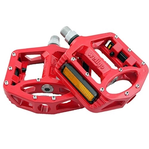 Mountain Bike Pedal : Xjp Bicycle Pedals 1 Pair, Super Light Anti-Skid Folding Magnesium Alloy Bearing Pedal Road Mountain Bike Pedal (Red)