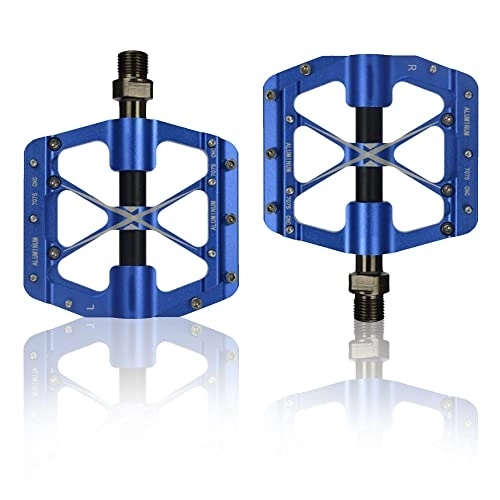 Mountain Bike Pedal : XUANAN Mountain Bike Pedals, Bicycle Pedals, Pedals, Lightweight Aluminum Alloy Platform Pedal CNC Machined 9 / 16", Cycling Sealed 3 Bearing Pedals, Blue