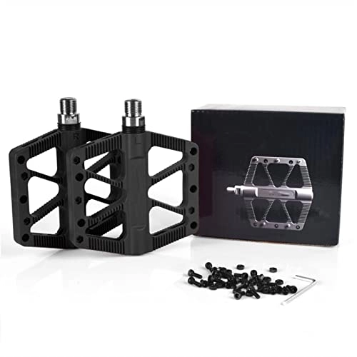 Mountain Bike Pedal : XUANAN Mountain Bike Pedals, Lightweight Ny-Lon Fiber Bicycle Platform Pedals, Tricycle Pedals, With Cleats, For BMX MTB 9 / 16 Inch Compatible, Black