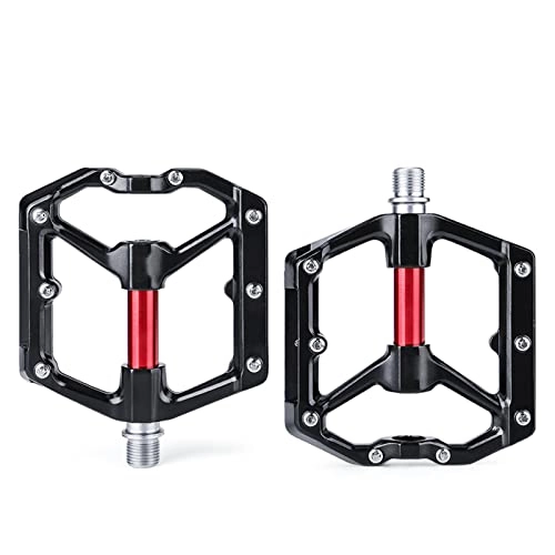 Mountain Bike Pedal : XUANAN MTB Pedals, Flat Pedals, Aluminum Alloy Anti-Skid Bicycle Pedals, Durable Sealed Bearings, with Reflectors, For Road Mountain BMX MTB Bike, Black red