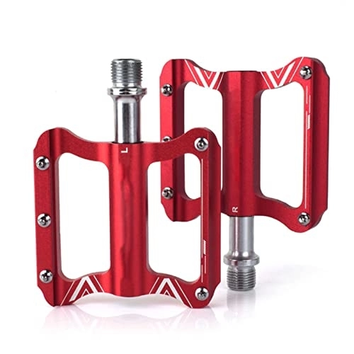 Mountain Bike Pedal : XUANAN MTB Pedals, Flat Pedals, Aluminum Alloy Bicycle Pedals, 9 / 16-Inch Chromium Molybdenum Steel Shaft, For Road Mountain BMX MTB Bike, Red