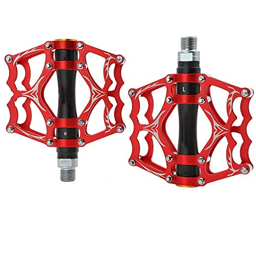 Mountain Bike Pedal : XUANX Mountain Bike Pedal Palin Bearing Universal Road Bicycle Accessories Non-Slip Aluminum Alloy Pedal Bicycle Pedal, Red