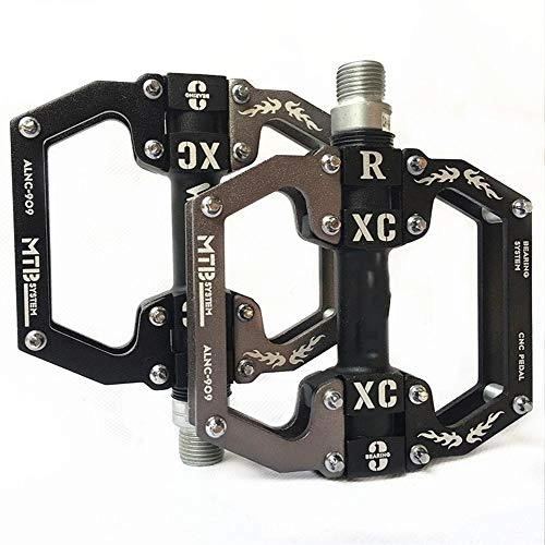 Mountain Bike Pedal : XuCesfs Bicycle Pedal Anti-Skid Bearing Aluminum Alloy Palin Mountain Bike Pedal Riding Pedals (Color : Gray)