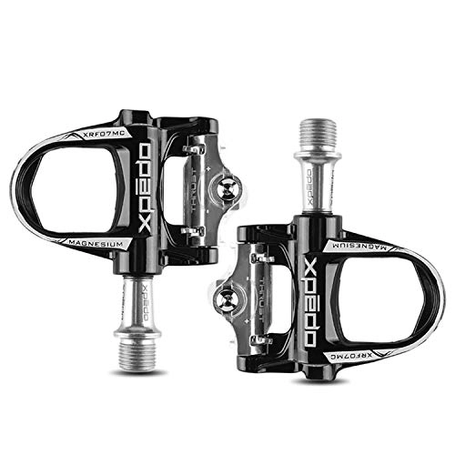 Mountain Bike Pedal : XULONG Mtb Bicycle Pedal, Adjustable Self-Locking Magnesium Alloy Body, 3 Bearings, Cleats in 2 Type, 9 / 16 Inch, 118G / Pc for Road Bike-1 Pair, Black