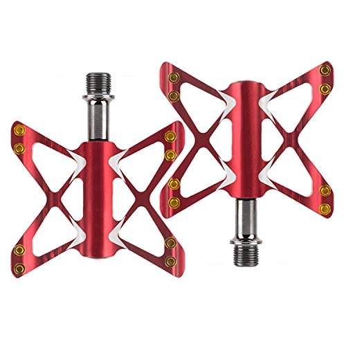 Mountain Bike Pedal : XULONG Mtb bike Pedals, 3 Sealed Bearings, CNC Machined Aluminum Alloy Body with butterfly shape, standard 9 / 16 Inch, Anti-Slip Wide Platform-A Pair, Red