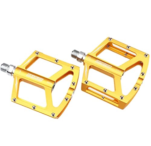 Mountain Bike Pedal : Xusports Bicycle Pedals, 9 / 16 Inch Bicycle Pedals Sealed Bearing Aluminum Alloy Mountain Bike Pedals Outdoor Riding Accessories, Gold