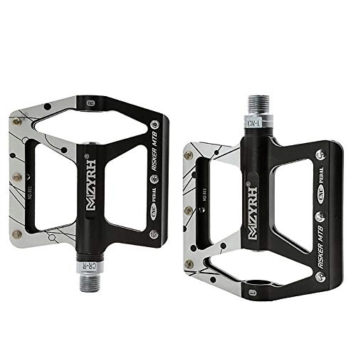 Mountain Bike Pedal : XXZ Bicycle Pedals, Wide Platform Bike Pedals Double MTB Pedals Bike Mountain Bike Flat Pedals Cycling Pedals with Anti-slip Locking Spindle and Durable Fixed Gear, Black