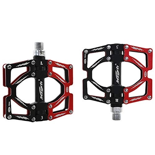 Mountain Bike Pedal : XXZ Bike Bicycle Pedals, Non-Slip Durable Ultralight Mountain Bike Flat Pedals 3 Bearing Pedals for 9 / 16 MTB BMX Mountain Road Bike Hybrid Pedals, Red
