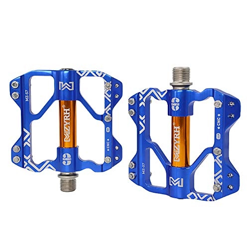 Mountain Bike Pedal : XXZ Mountain Bike Pedals, 3 Bearing Composite 9 / 16 Bicycle Pedals High-Strength Non-Slip Surface for Road BMX MTB Fixie Bikes flat Bike Alloy, Blue