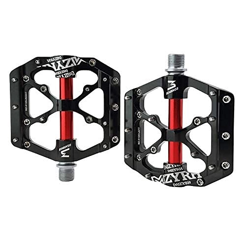 Mountain Bike Pedal : XYXZ Bicycle Platform Flat Pedal Black Aluminum Alloy Ultralight Pedal Mountain Pedals Road Bike 3 Bearing Pedals Bicycle Bike Accessories (Color : B)