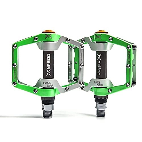 Mountain Bike Pedal : XYXZ Bicycle Platform Flat Pedal Mtb Road Bicycle Pedals 3 Sealed Bearings Bicycle Pedals Mountain Pedals Wide Platform Pedales Anti-Slip And Rust-Proof (Color : Green)