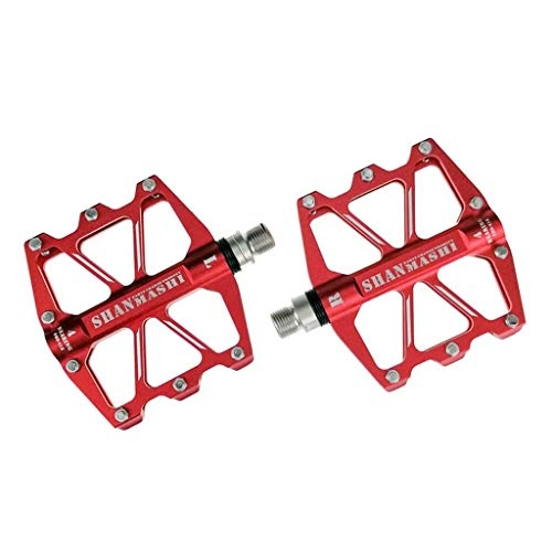 Mountain Bike Pedal : XYXZ Bike Platform Pedals Bike Pedals, CNC Machined Aluminum Alloy Bicycle Wide Platform 4 Bearing Pedals, For Folding bike / Mountain Cycling / Road Bike / MTB(Red)