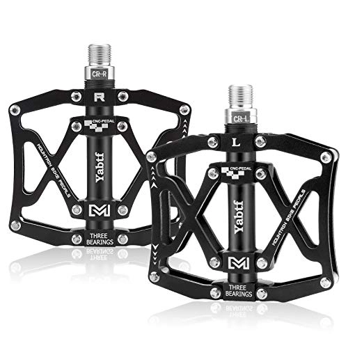 Mountain Bike Pedal : Yabtf MTB Pedals, Antiskid Alloy Pedals Mountain Bike Bicycle Flat Cycling Pedal with 3 Sealed Bearings Lightweight Aluminum Platform Bicycle Pedal for Road MTB BMX 9 / 16