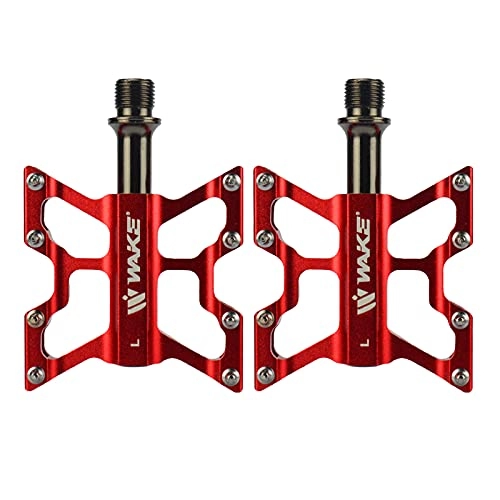 Mountain Bike Pedal : Yagosodee Road Bike Pedals MTB Pedals, CNC Aluminum Alloy Platform Mountain Bike Pedals CR- MO Machined 3 Bearing Cycling Pedals 1 Pair (Red)