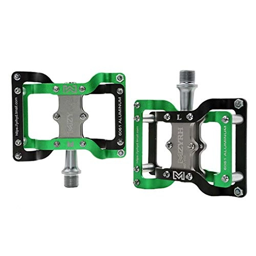 Mountain Bike Pedal : YANBINYA Bike Pedals, Aluminum Alloy 3 Bearing 9 / 16 Bicycle Pedals High-Strength Non-Slip Surface, For Mountain Bikes / Road Bicycles / BMX / MTB(Green)