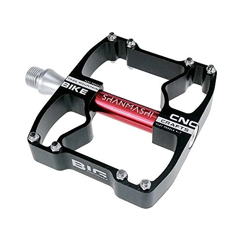 Mountain Bike Pedal : Yangxuelian Bicycle Cycling Bike Pedals Mountain Bike Pedals 1 Pair Aluminum Alloy Antiskid Durable Bike Pedals Surface For Road BMX MTB Bike 6 Colors (SMS-4.7) for Biking (Color : Black red)