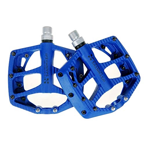 Mountain Bike Pedal : YAzNdom Bicycle Pedal Mountain Bicycle Pedal Aluminum Alloy Durable Seal Bearing Skid Comfortable Bicycle Pedal Depression Lightweight Skid (Color : Blue)