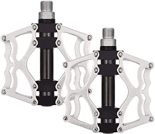 Mountain Bike Pedal : YBNB Bicycle Pedals 9 / 16 Inch Mountain Bicycle Pedals Aluminum Alloy Flat Cycling Pedals With Sealed Bearings, Set Of 2, Silver