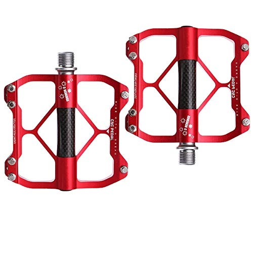 Mountain Bike Pedal : YBWEN Bicycle Pedal Mountain Bike Aluminum Alloy Pedal Bicycle Accessories Equipped Pedals (Color : Red)