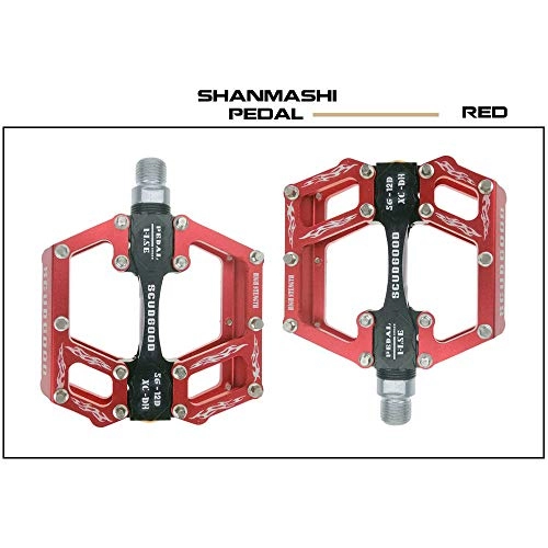 Mountain Bike Pedal : YBWEN Bicycle Pedal Mountain Bike Pedals 1 Pair Aluminum Alloy Antiskid Durable Bike Pedals Surface For Road BMX MTB Bike 5 Colors Pedals (Color : Red)