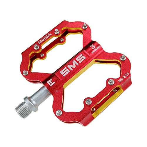 Mountain Bike Pedal : YBWEN Bicycle Pedal Mountain Bike Pedals 1 Pair Aluminum Alloy Antiskid Durable Bike Pedals Surface For Road BMX MTB Bike 6 Colors Pedals (Color : Red)