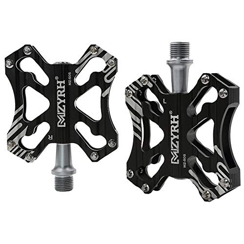Mountain Bike Pedal : YBZS Mountain Bike Pedals, 9 / 16" 3 Bearing Platform Pedals Flat Carbon Fiber And Aluminum Sealed Ever Lubricate Bearing for Road BMX MTB Bicycle Cycling, Black