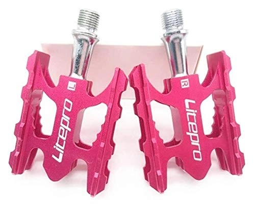 Mountain Bike Pedal : YDL Mountain Bike Pedal K3 Road Folding Bicycle Ultralight Aluminum Alloy 412 10.8 * 6.2mm Bearing Pedal Foot Bike Pedals for Suitable Indoor Exercise Bikes and Spinning (Color : Rose red)
