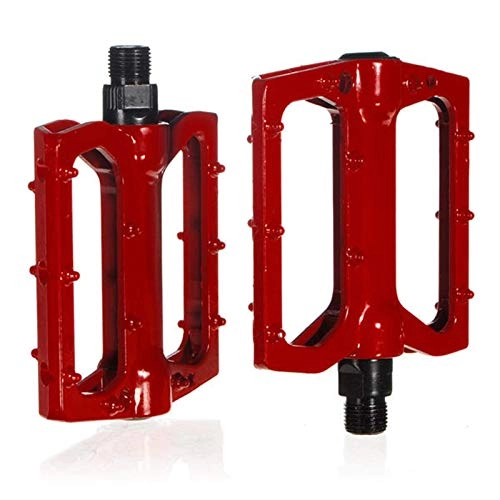 Mountain Bike Pedal : Yhjkvl Bicycle Pedals Outdoors Bicycle Aluminum Alloy Ball Bearing Pedal With Anti Skid Peg Bike Pedals (Size:10 * 9.5 * 1.5cm; Color:Red)