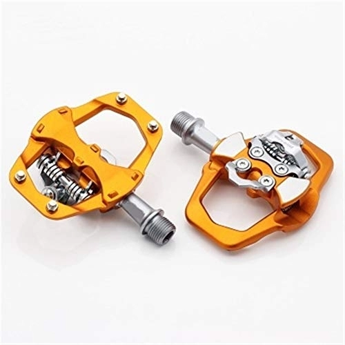 Mountain Bike Pedal : YIJIAN XCF12AC Ultralight MTB Bike Clipless Pedals With 3 Bearing High Strength Alloy Mountain Self-locking Pedal 291g Bicycle Pedals (Color : Gold)
