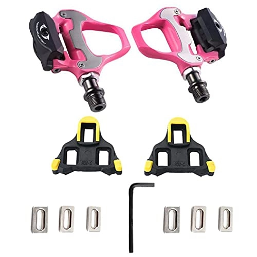 Mountain Bike Pedal : Yililay Bike Pedals Mountain Road Bicycle Flat Pedal Anti-Skid Self-Locking Cycle Pedal with Case Aluminum Alloy Pink Bike Pedal