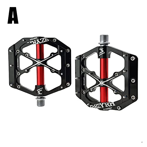 Mountain Bike Pedal : YINHAO 3 Bearing Ultra-light Aluminum Alloy Mountain Bike Pedal Carbon Fiber Take Over Bearing Pedal Bicycle Riding Parts (Color : A BLACK)