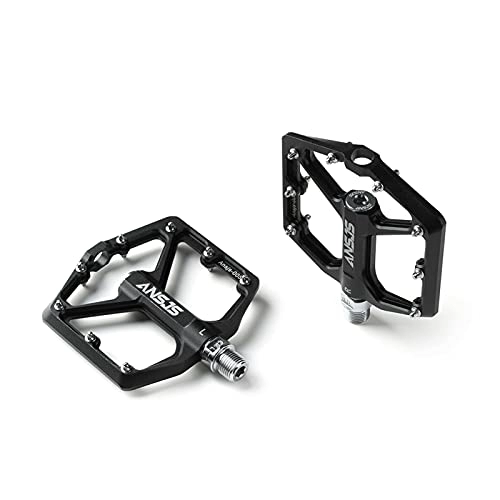 Mountain Bike Pedal : YINHAO Ultralight Bicycle Pedal Mountain Bike Pedals Platform Bicycle Non-Slip Flat Alloy Pedals 9 / 16" Pedals Bicycle Accessorie (Color : Black)