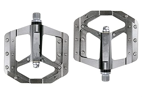 Mountain Bike Pedal : YMBHUO Flat foot pedal Sealed Bike Pedals CNC Aluminum Body For MTB Road Mountain Bike 3 Bearing Bicycle Pedal parts (Color : Light Grey)