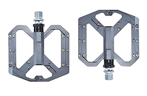 Mountain Bike Pedal : YMBHUO Flat Foot Ultralight Mountain Bike Pedals MTB CNC Aluminum Alloy Sealed 3 Bearing Anti-slip Bicycle Pedals Bicycle Parts (Color : Light Grey)